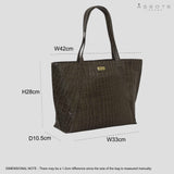 'AGNES' Olive Croc Real Leather Designer Tote Bag