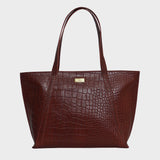 'AGNES' Red Croc Real Leather Designer Tote Bag