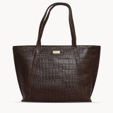 'AGNES' Brown Croc Real Leather Designer Tote Bag