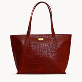 'AGNES' Red Croc Real Leather Designer Tote Bag