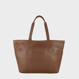 'ALICE' Tan Semi Soft Full Grain Oversized Leather Shopper Bag