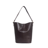 'AMELIA' Burgundy Real Croc Leather Large Capacity Bucket Bag