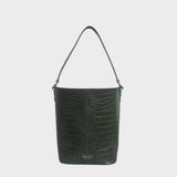 'AMELIA' Khaki Real Croc Leather Large Capacity Bucket Bag