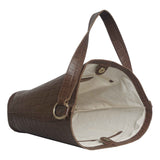 'AMELIA' Tan Real Croc Leather Large Capacity Bucket Bag