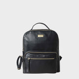 'ANGEL' Black Nappa Full Grain Leather Zip-top Backpack