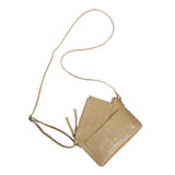 'ARIA' Camel Croc Real Leather Crossbody Bag & Purse Set