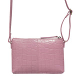 'ARIA' Pink Croc Real Leather Crossbody Bag & Purse Set