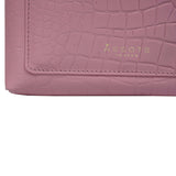 'ARIA' Pink Croc Real Leather Crossbody Bag & Purse Set