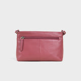 'SANDRA' Carmine Pink Soft Nappa Full Grain Real Leather Crossbody Bag