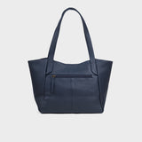 'URBAN TOTE' Navy Pebble Grain Real Leather Work Tote Bag