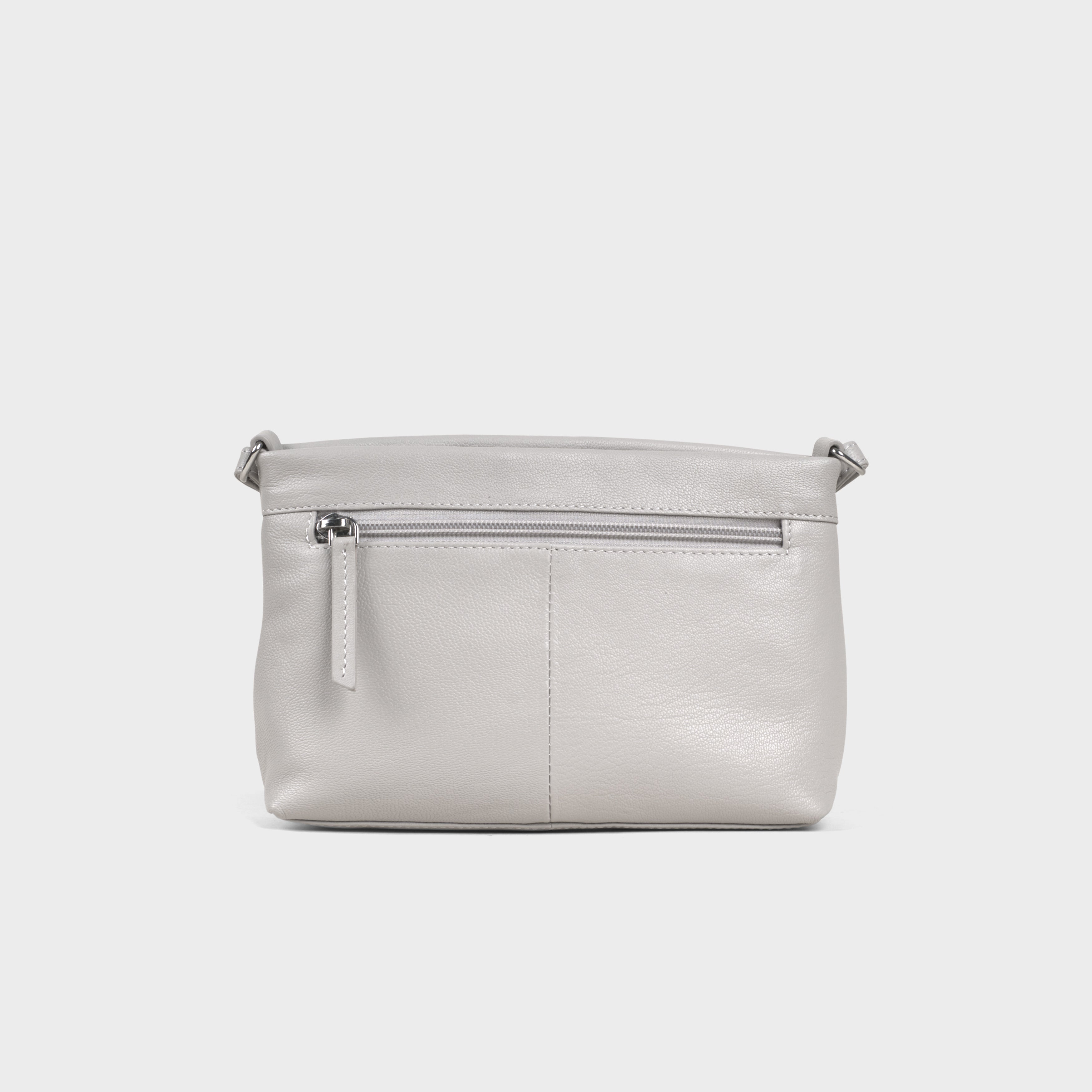 'SANDRA' Ice Grey Soft Nappa Full Grain Real Leather Crossbody Bag
