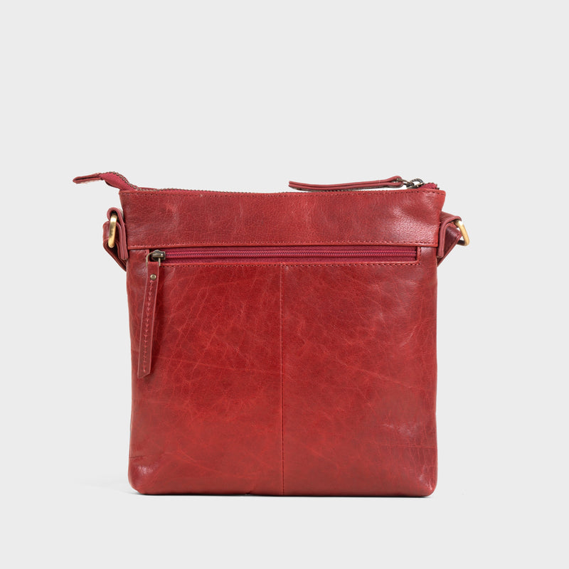 'RUE' Chilli Pepper Waxy VT Real Leather Crossbody Bag