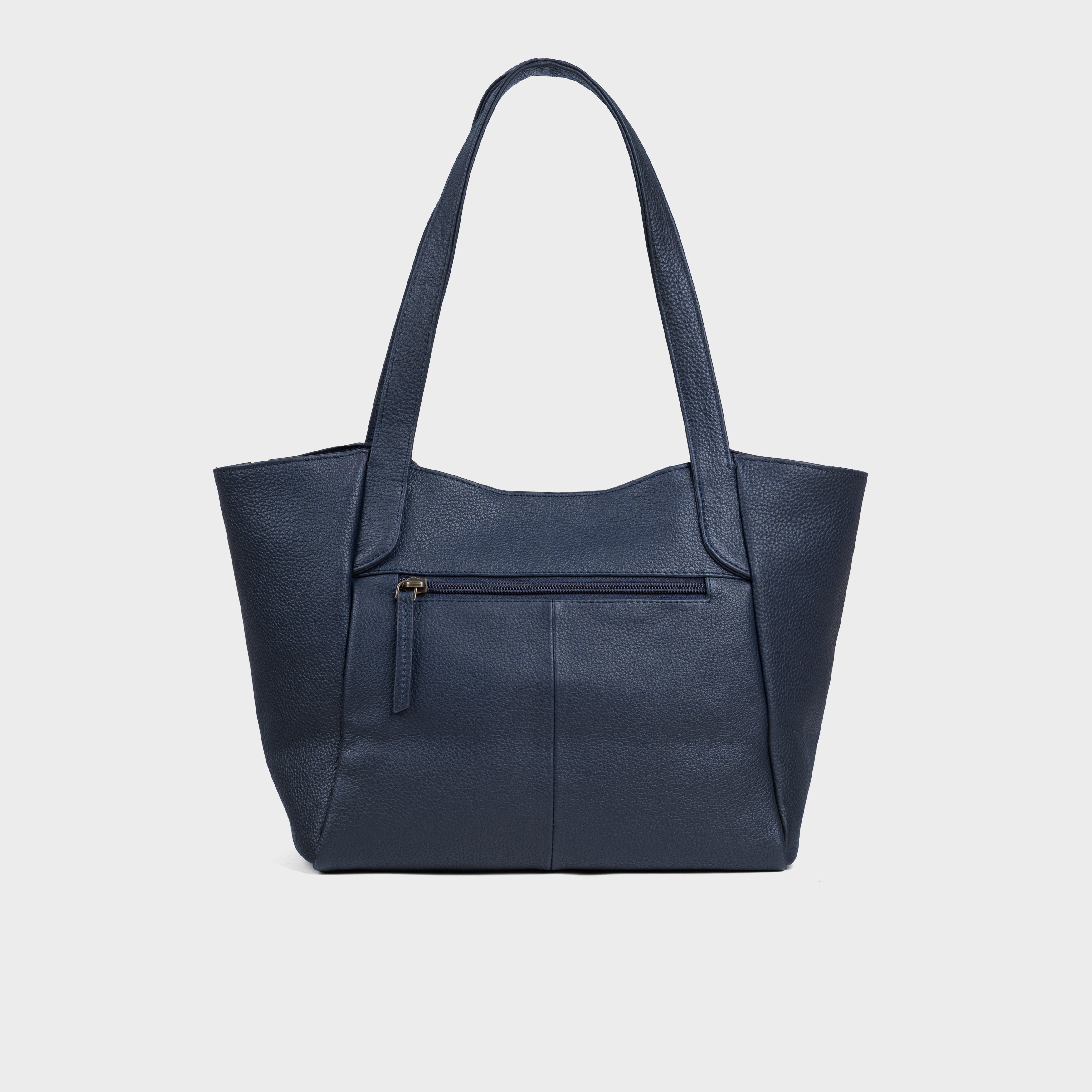 'URBAN TOTE' Navy Pebble Grain Real Leather Work Tote Bag