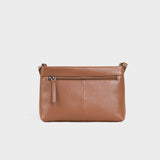 'SANDRA' Tan Soft Nappa Full Grain Real Leather Crossbody Bag