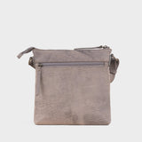 'RUE' Distressed Grey Real Leather Crossbody Bag