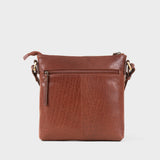 'RUE' Brown Polished VT Real Leather Crossbody Bag