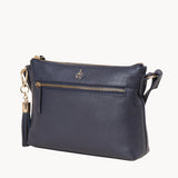 'BECKY' Navy Pebble Grain Real Leather Crossbody Bag