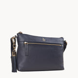 'BECKY' Navy Pebble Grain Real Leather Crossbody Bag