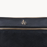 'BECKY' Black Pebble Grain Real Leather Crossbody Bag
