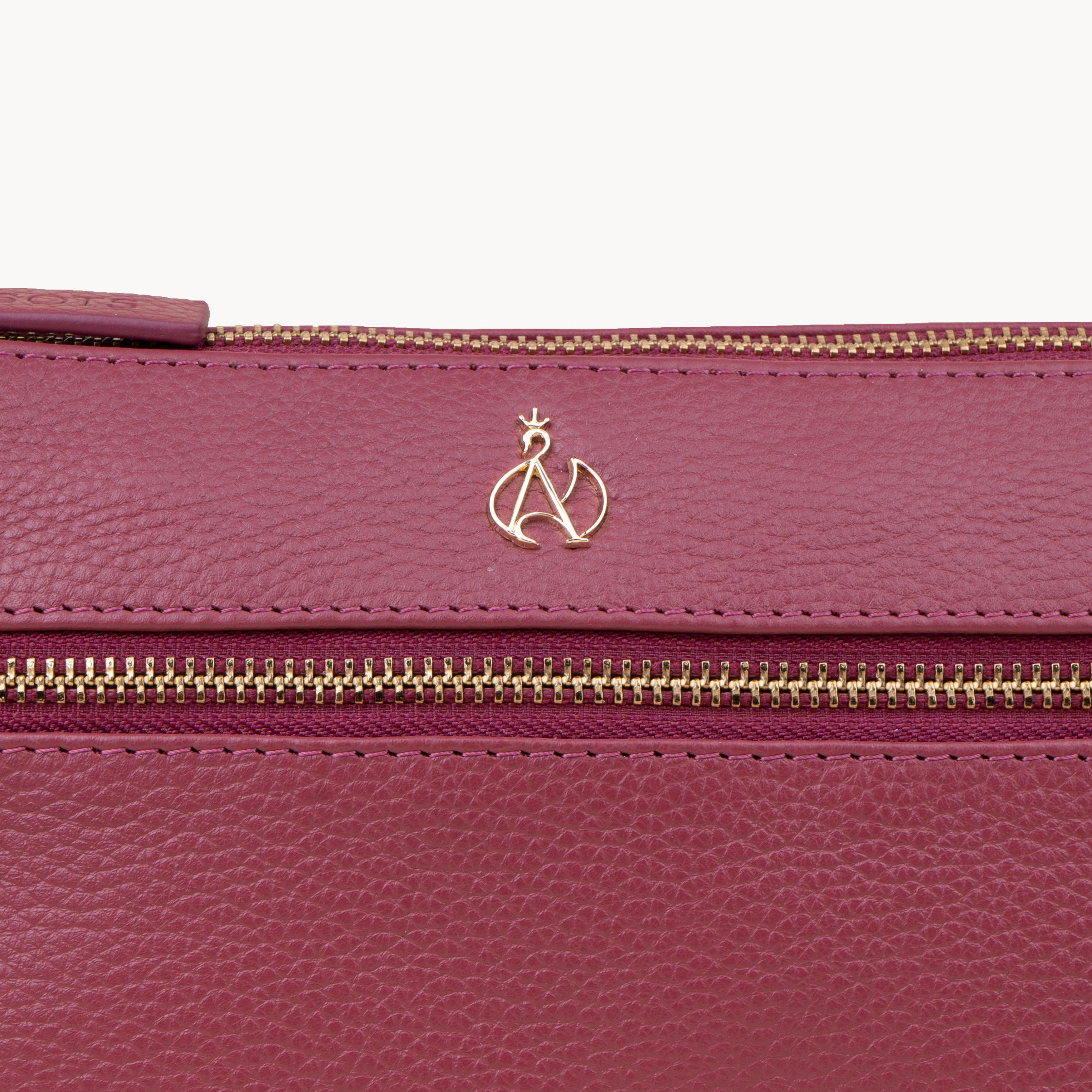 'BECKY' Carmine Pink Pebble Grain Real Leather Crossbody Bag