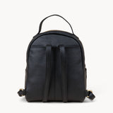'Betty' Black Zip Top Mini Pebble Grain Leather Backpack