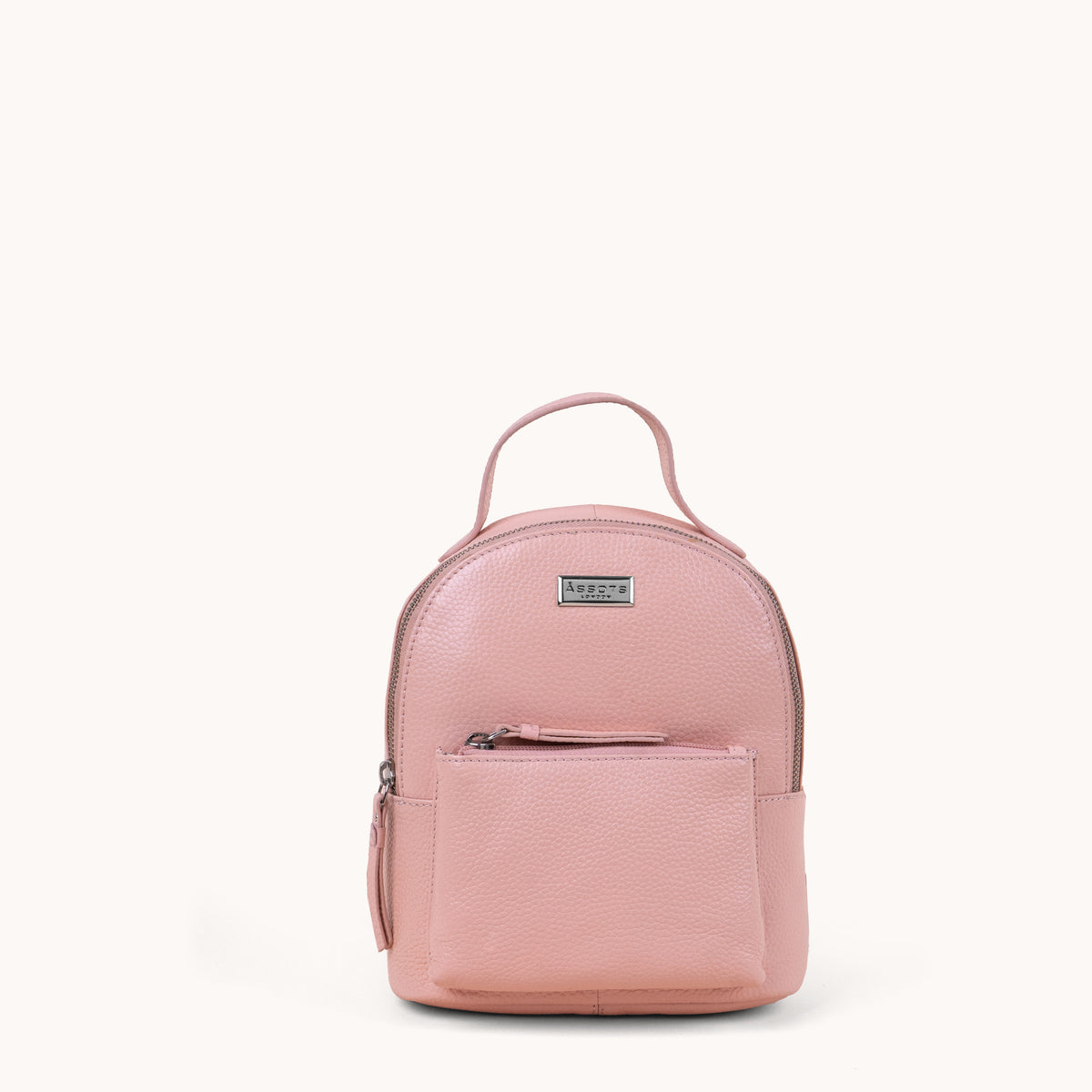 'BETTY' Peach Pebble Grain Real Leather Mini Backpack