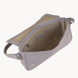 'BEVERLY' Ice Grey Pebble Grain Real Leather Flapover Shoulder Bag