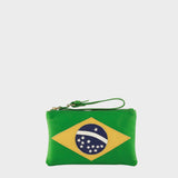 'BRAZILIAN' Country Flag Designer Leather Wristlet