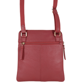 'ELSIE' Paprika Red Pebble Grain Leather Zip Top Crossbody Bag
