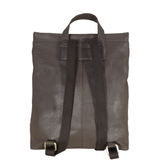 'MERLIN' Mokka Brown Full Grain Leather Zip Around Flap-over Backpack