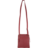 'ELSIE' Paprika Red Pebble Grain Leather Zip Top Crossbody Bag