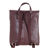 'MERLIN' Burgundy Full Grain Leather Zip Around Flap-over Backpack