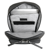 'BAKER' Black Full Grain Leather Double Zip Laptop Backpack