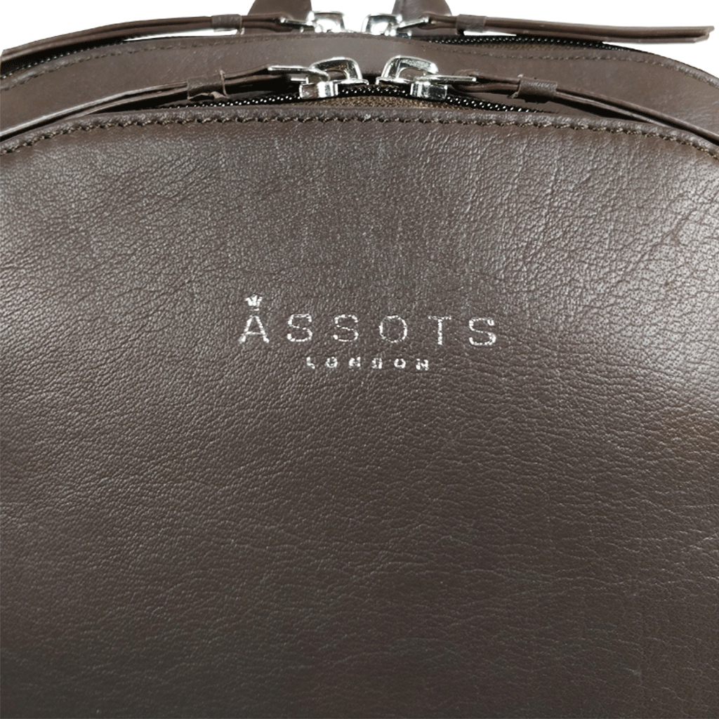 'BAKER' Mokka Brown Full Grain Leather Double Zip Laptop Backpack
