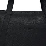 'Barbara' Black Soft Full Grain Leather Tote Bag