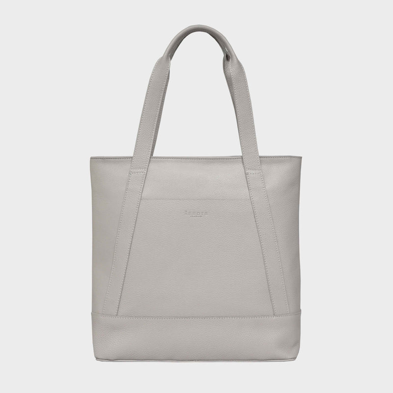 'BARBARA' Grey Soft Full Grain Leather Tote Bag
