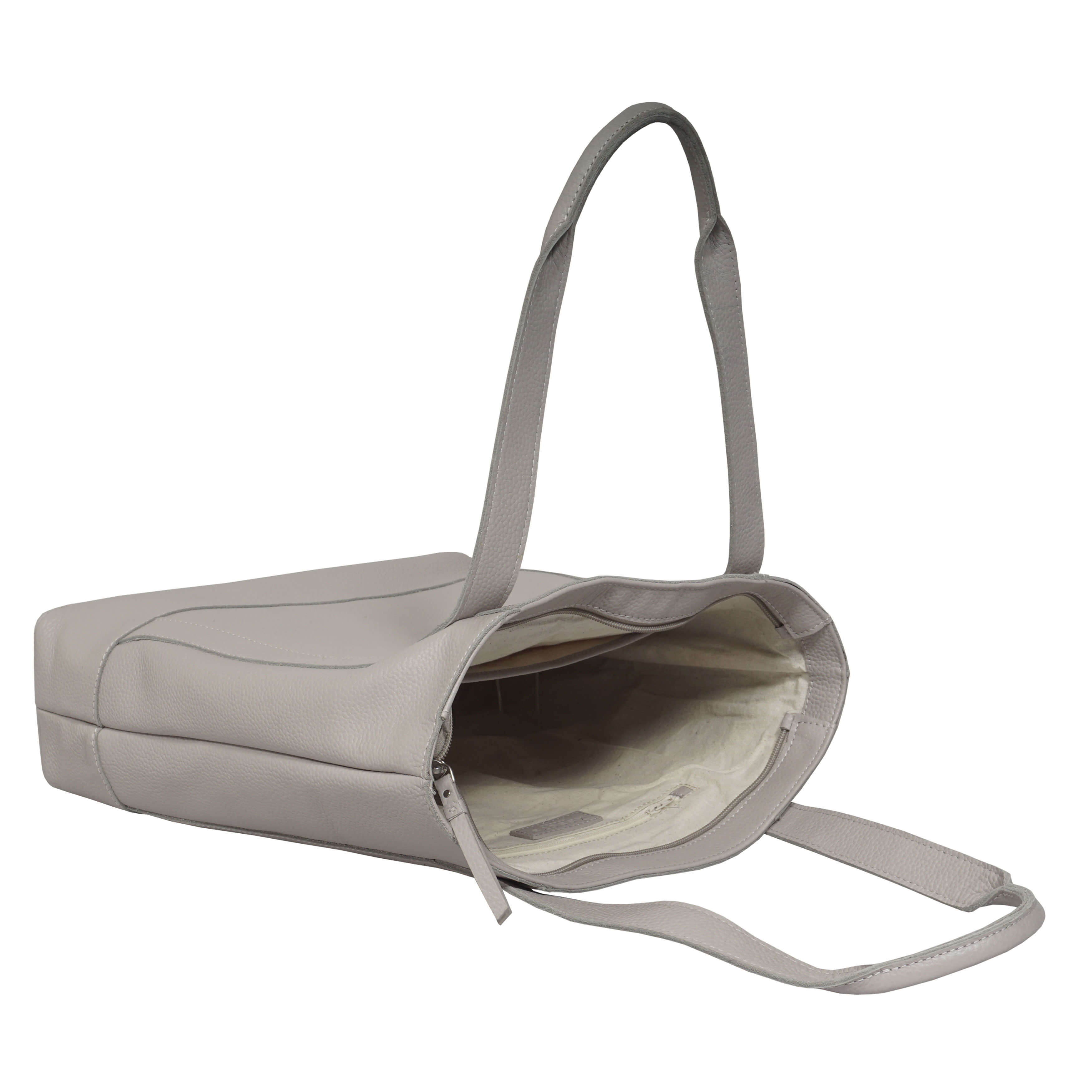 'BARBARA' Grey Soft Full Grain Leather Tote Bag