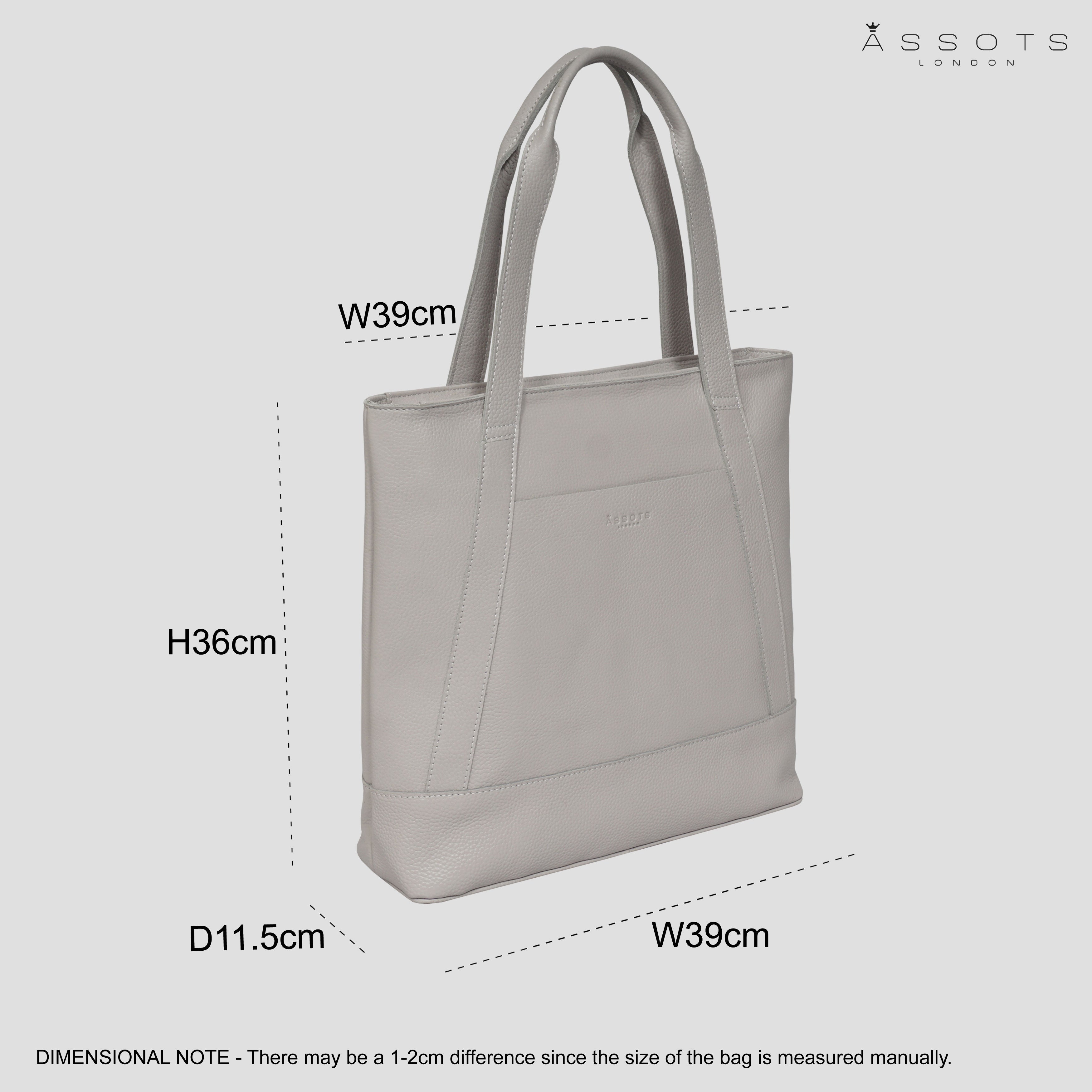 'BARBARA' Grey Soft Full Grain Leather Tote Bag