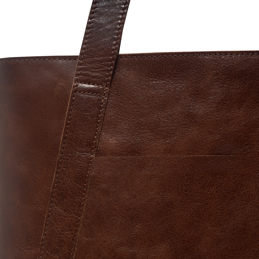 'Barbara' Brown Vintage Waxy Polished Leather Tote Bag