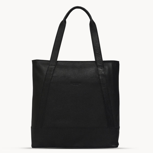 'Barbara' Black Soft Full Grain Leather Tote Bag
