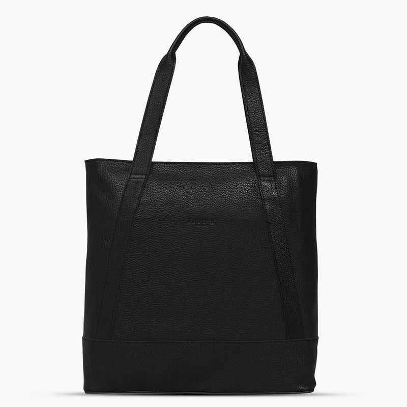 'Barbara' Black Soft Full Grain Leather Tote Bag