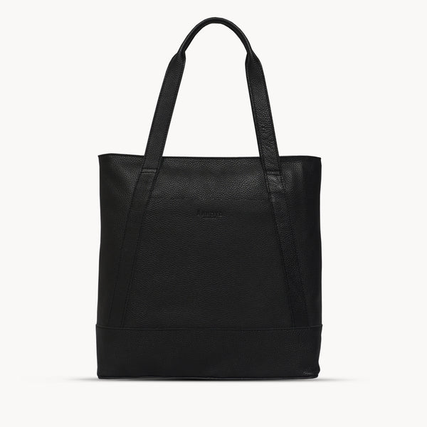 'Barbara' Black Soft Full Grain Leather Tote Bag