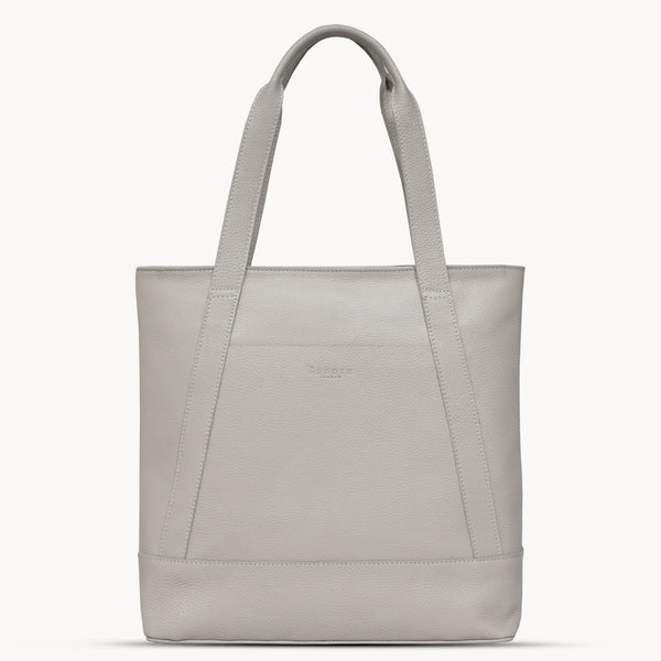 'BARBARA' Grey Soft Full Grain Leather Tote Bag