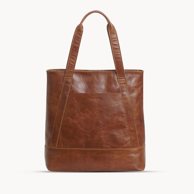 'Barbara' Tan Vintage Waxy Polished Leather Tote Bag