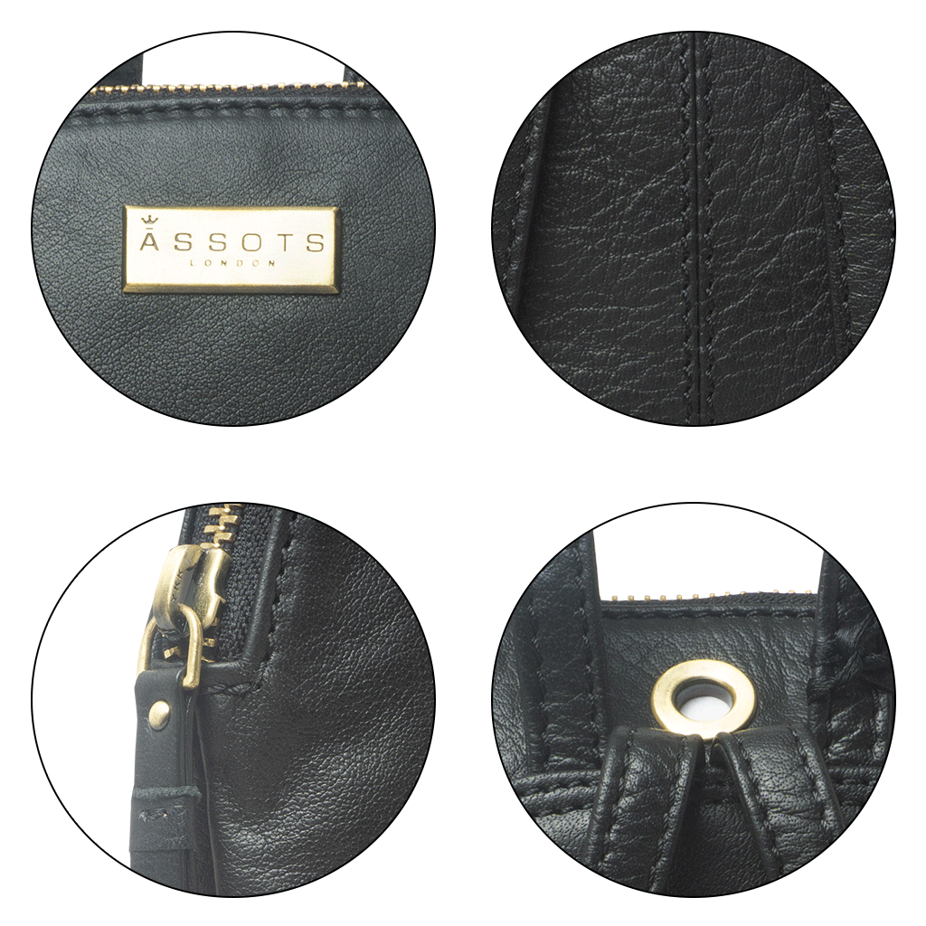 'BELLA' Black Pebble Grain Small Leather Backpack