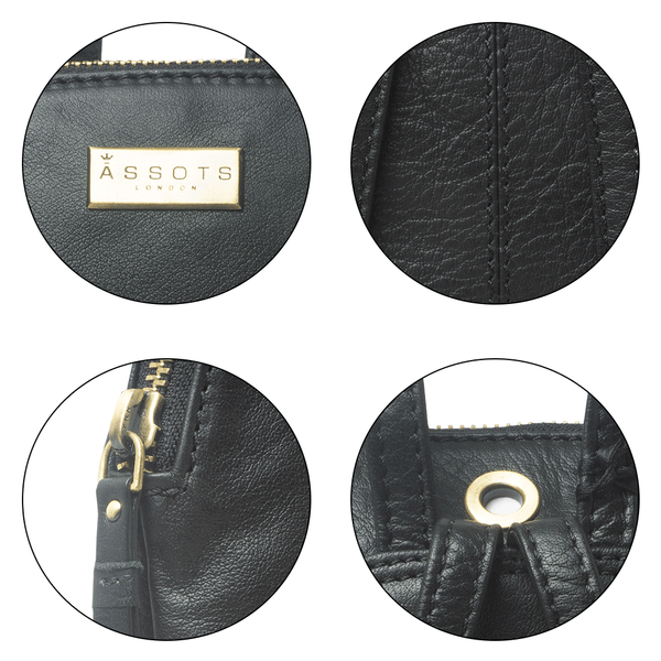 'BELLA' Black Pebble Grain Small Leather Backpack