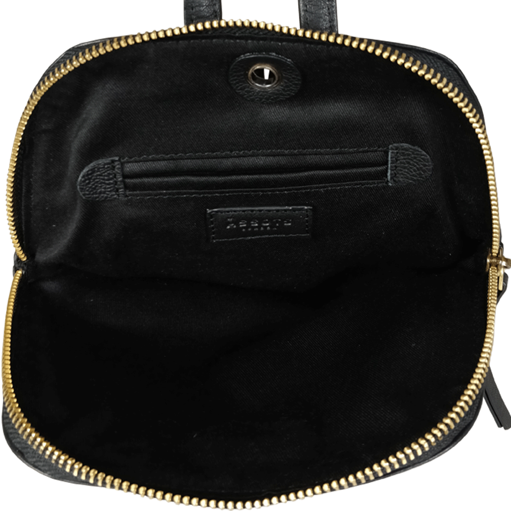 'BELLA' Black Pebble Grain Small Leather Backpack
