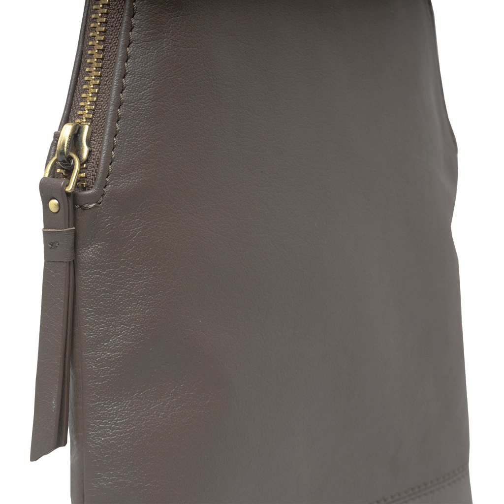 'BELLA' Mokka Brown Pebble Grain Small Leather Backpack