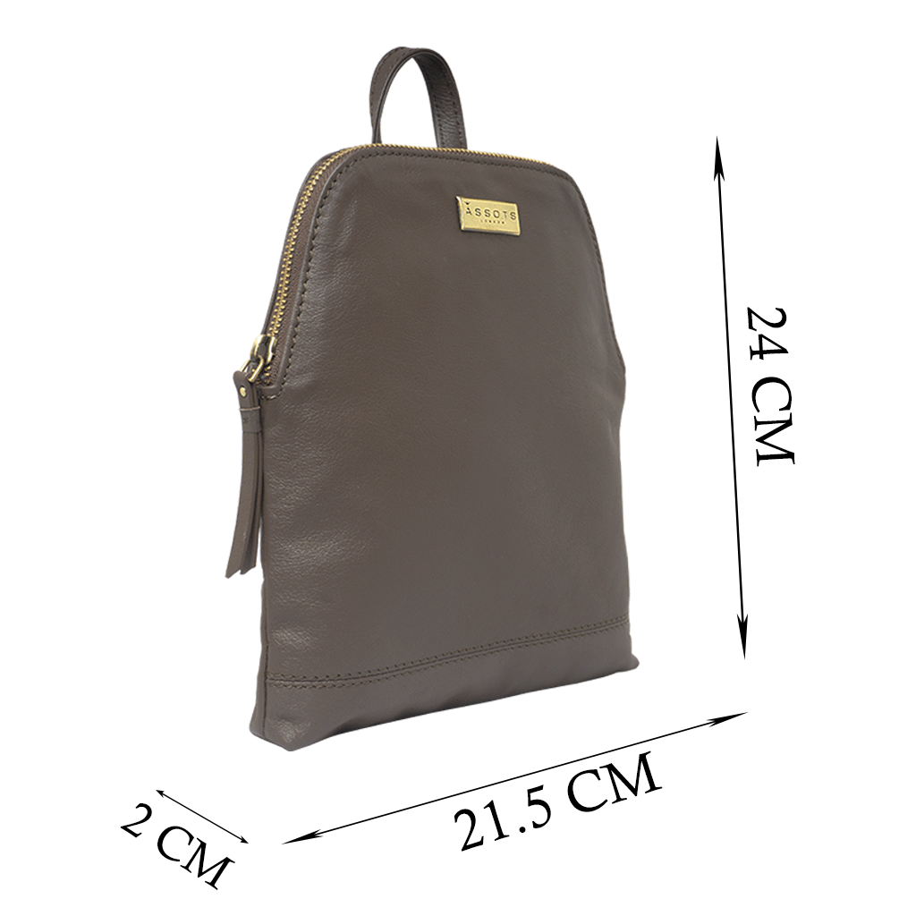 'BELLA' Mokka Brown Pebble Grain Small Leather Backpack
