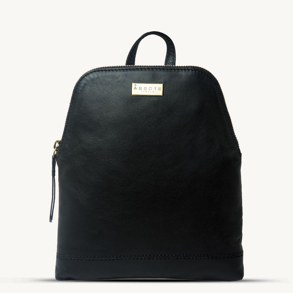 'BELLA' Black Pebble Grain Small Leather Backpack